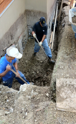 Deep French drain system diagram — Austin Drainage + Landscape Development